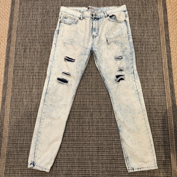 Kaalu Acid Washed Distressed Straight Leg Vintage Jeans - Picture 1 of 5